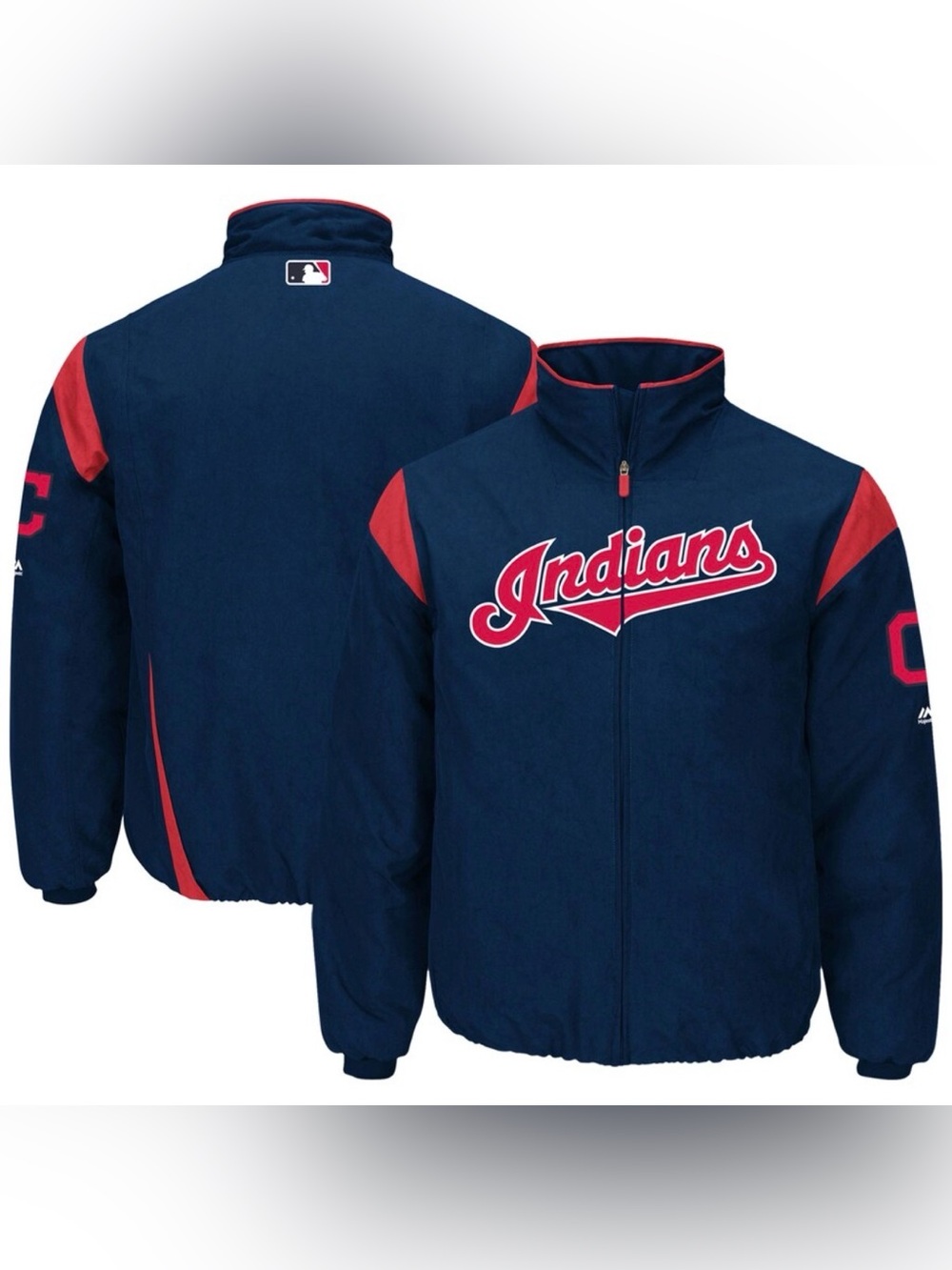 MLB Cleveland Indians Black and Red Full-Zip Jacket